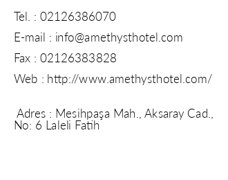 Amethyst Hotel iletiim bilgileri